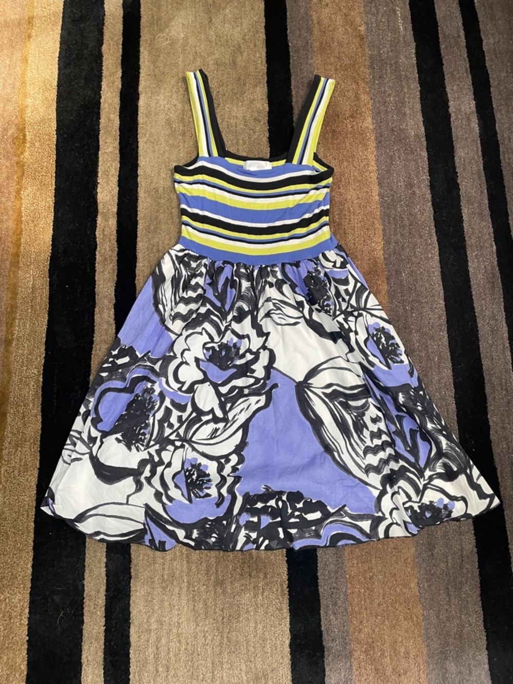 mac & jac Blue, Black & White Floral Stripe Sundress